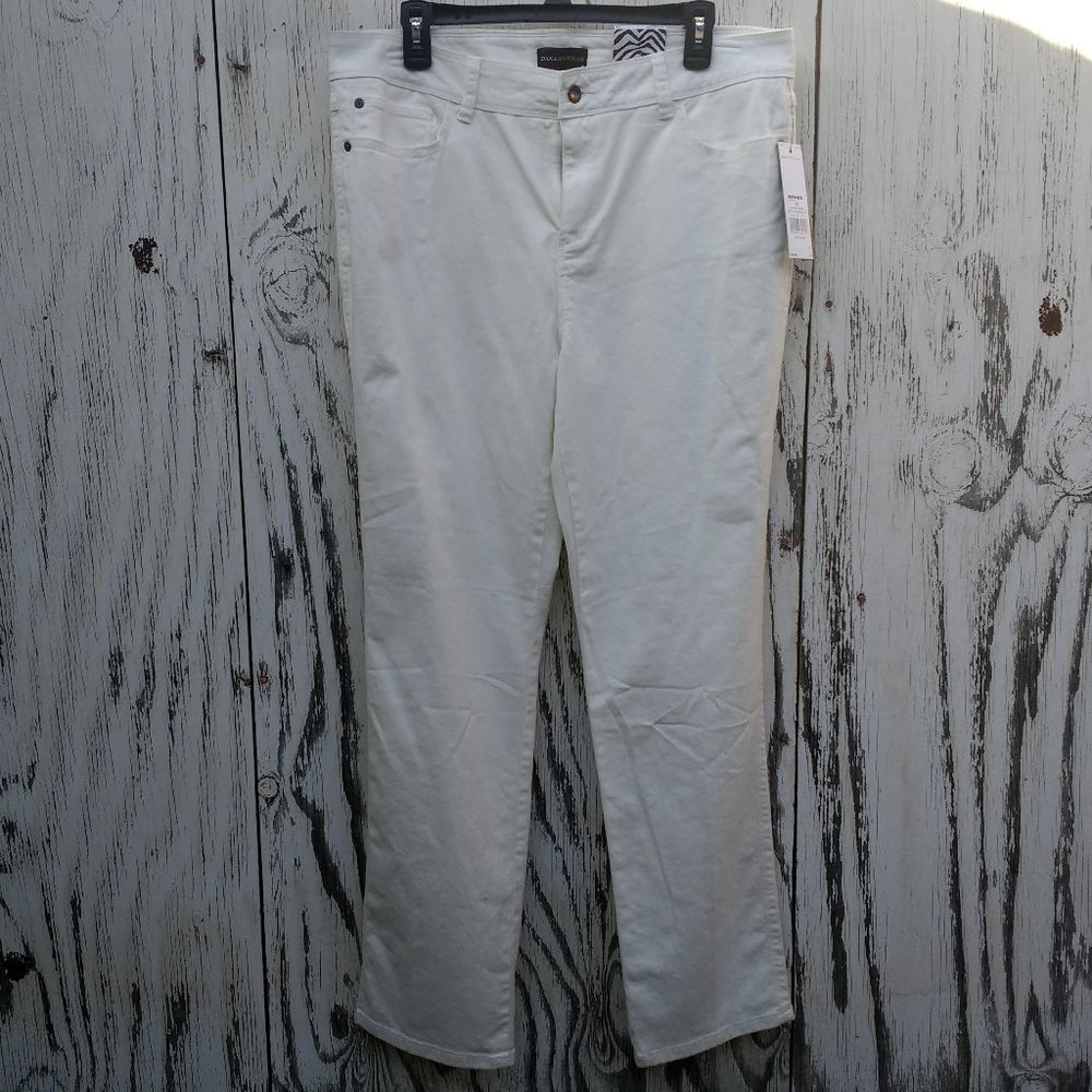 Dana Buchman White Straight Mid-rise Pants Women's 14